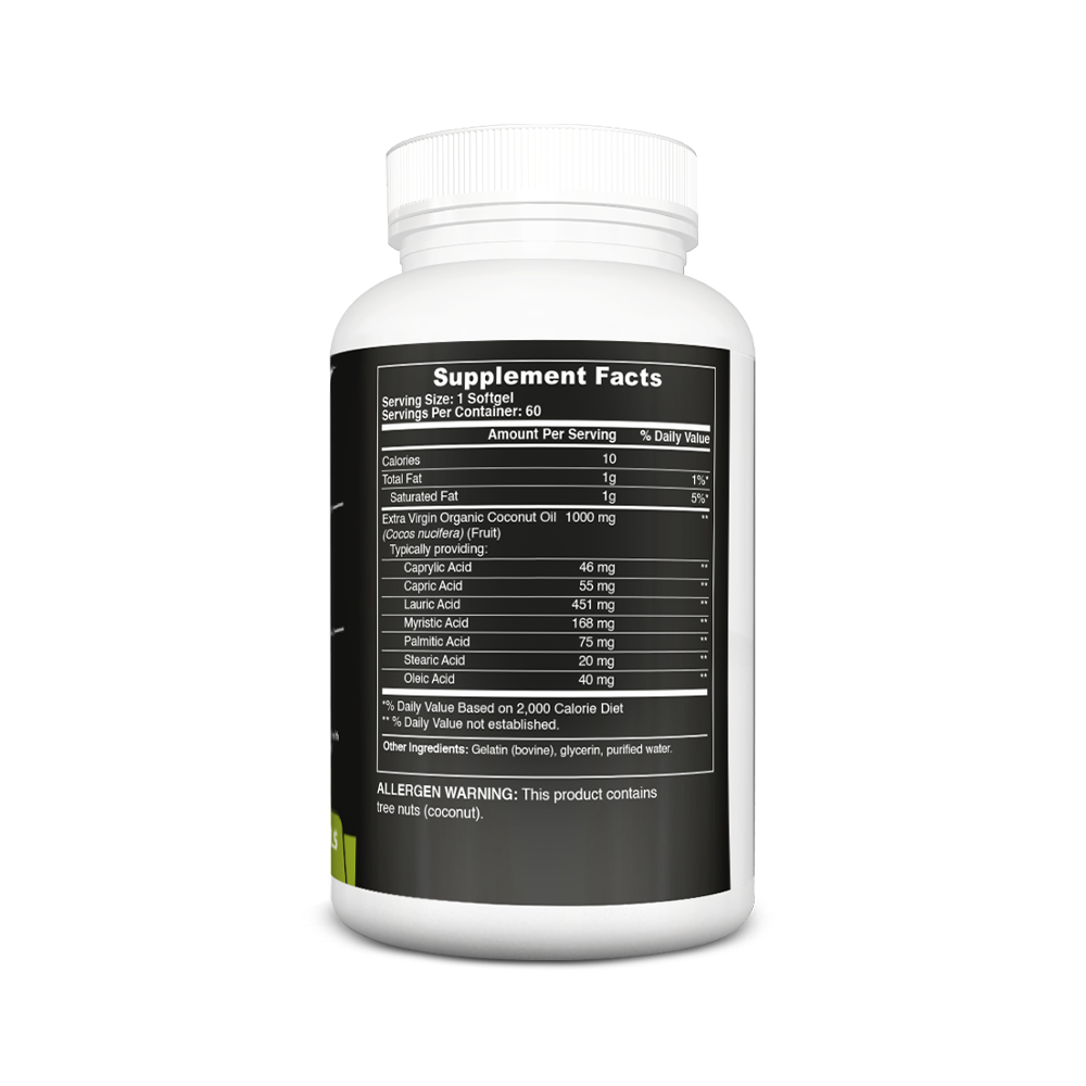 Organic Coconut Oil 1000mg, 1 serv. sz